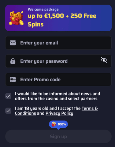 Registration at Betonred casino